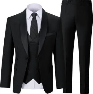 Mens Suit Slim Fit 3 Piece Suits for Wedding Formal Suit Jacket Vest Pants Set Business Casual Suits Prom Tuxedos
