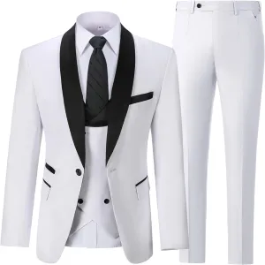 Mens Suit Slim Fit 3 Piece Suits for Wedding Formal Suit Jacket Vest Pants Set Business Casual Suits Prom Tuxedos