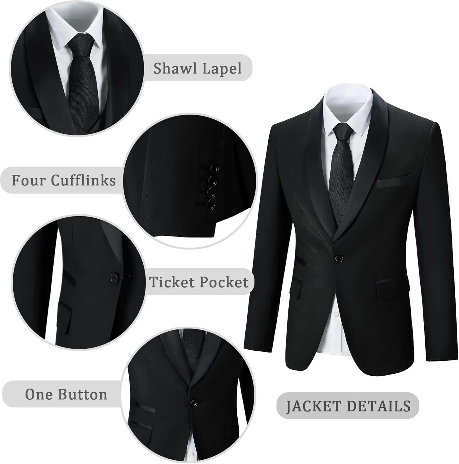 Mens Suit Slim Fit 3 Piece Suits for Wedding Formal Suit Jacket Vest Pants Set Business Casual Suits Prom Tuxedos