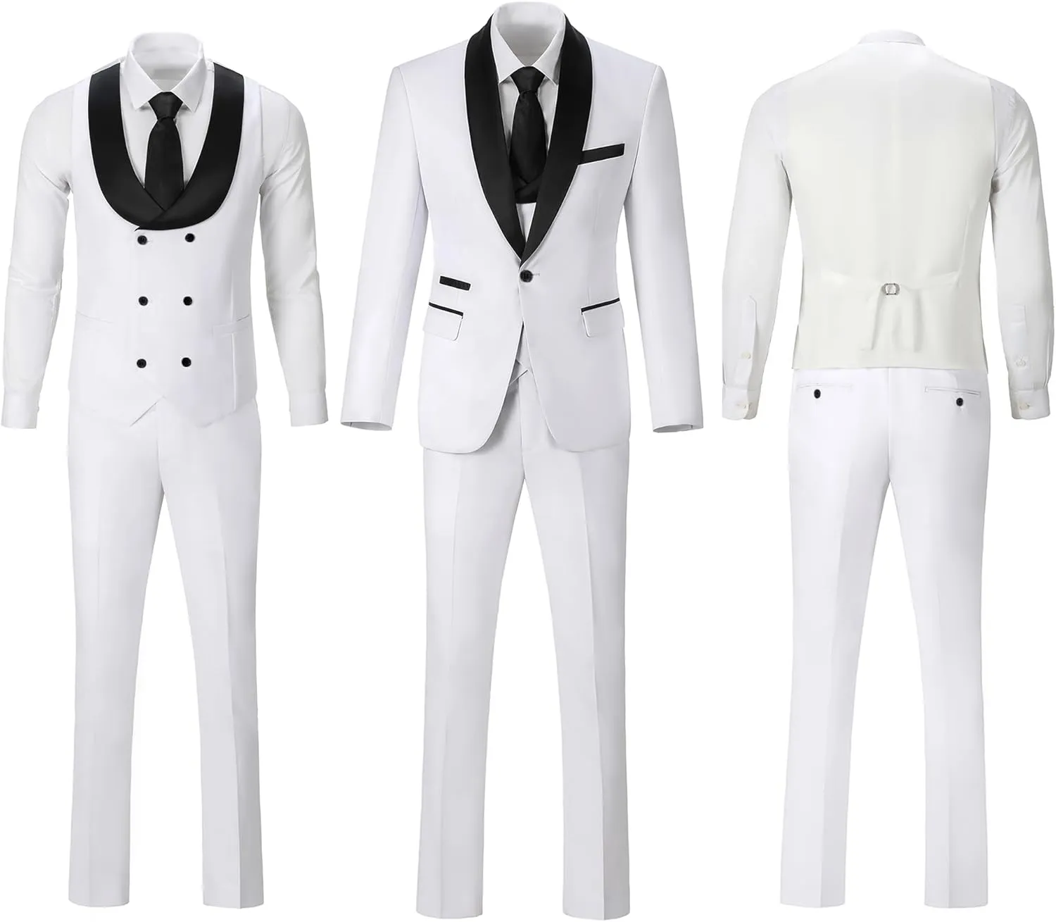 Mens Suit Slim Fit 3 Piece Suits for Wedding Formal Suit Jacket Vest Pants Set Business Casual Suits Prom Tuxedos