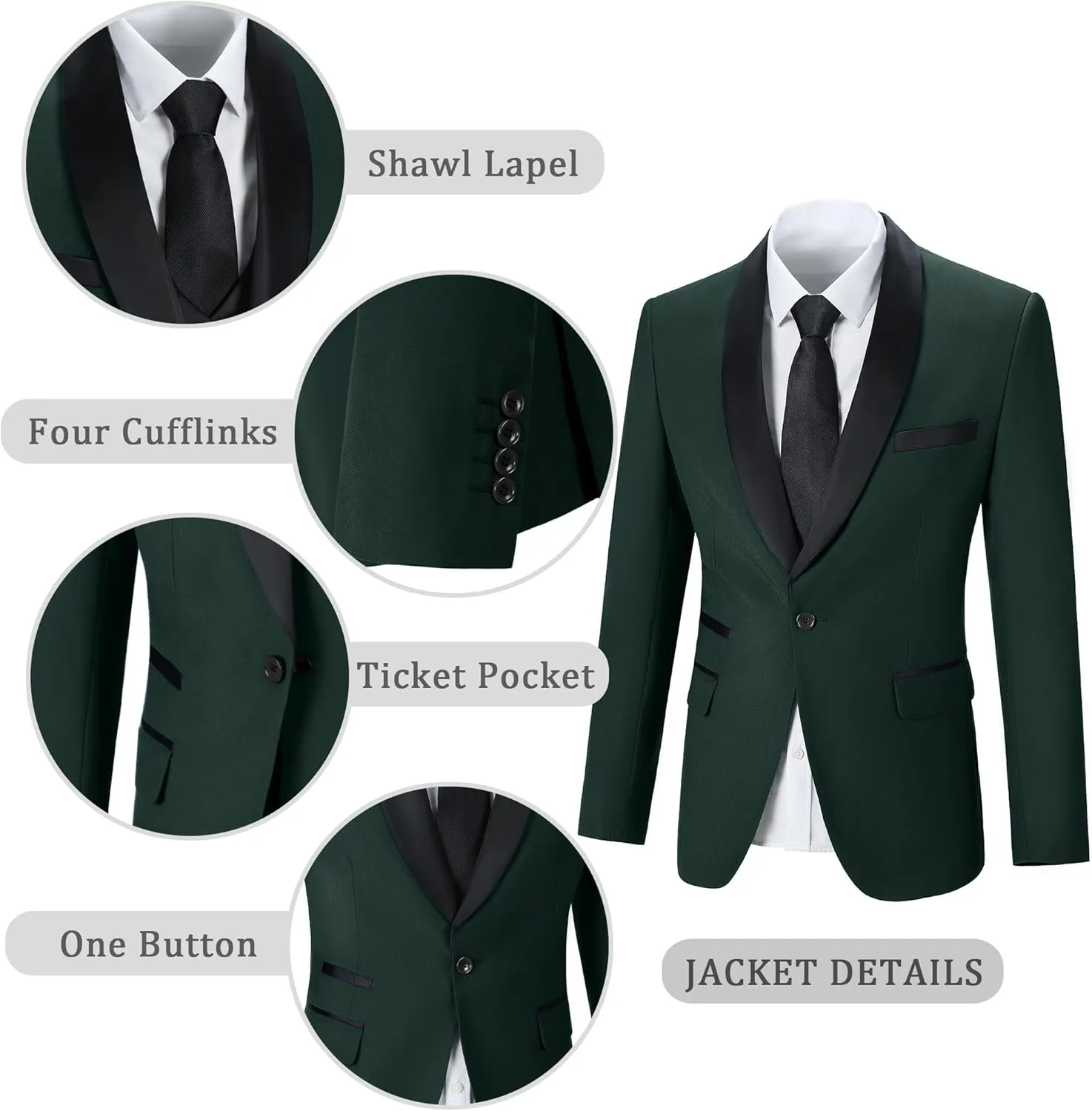 Mens Suit Slim Fit 3 Piece Suits for Wedding Formal Suit Jacket Vest Pants Set Business Casual Suits Prom Tuxedos