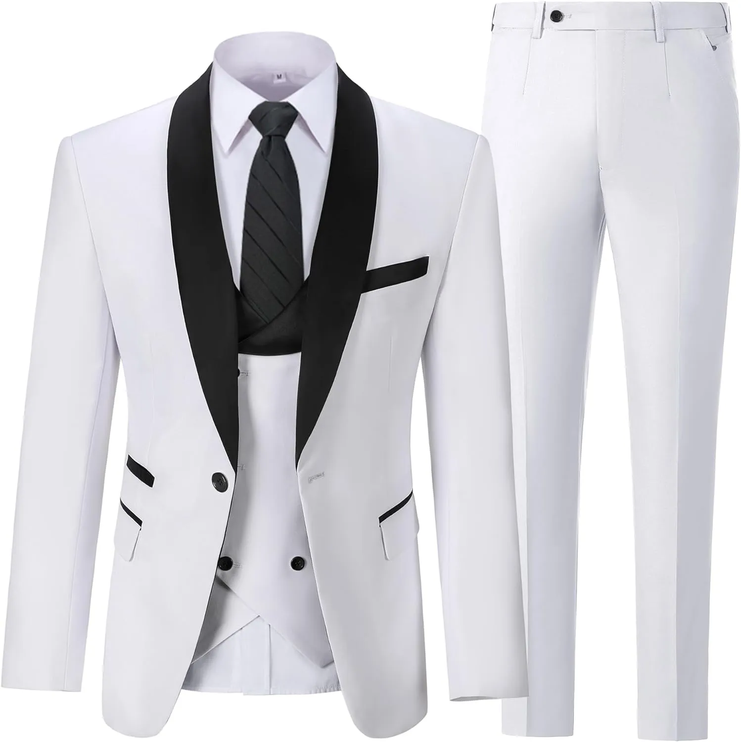 Mens Suit Slim Fit 3 Piece Suits for Wedding Formal Suit Jacket Vest Pants Set Business Casual Suits Prom Tuxedos