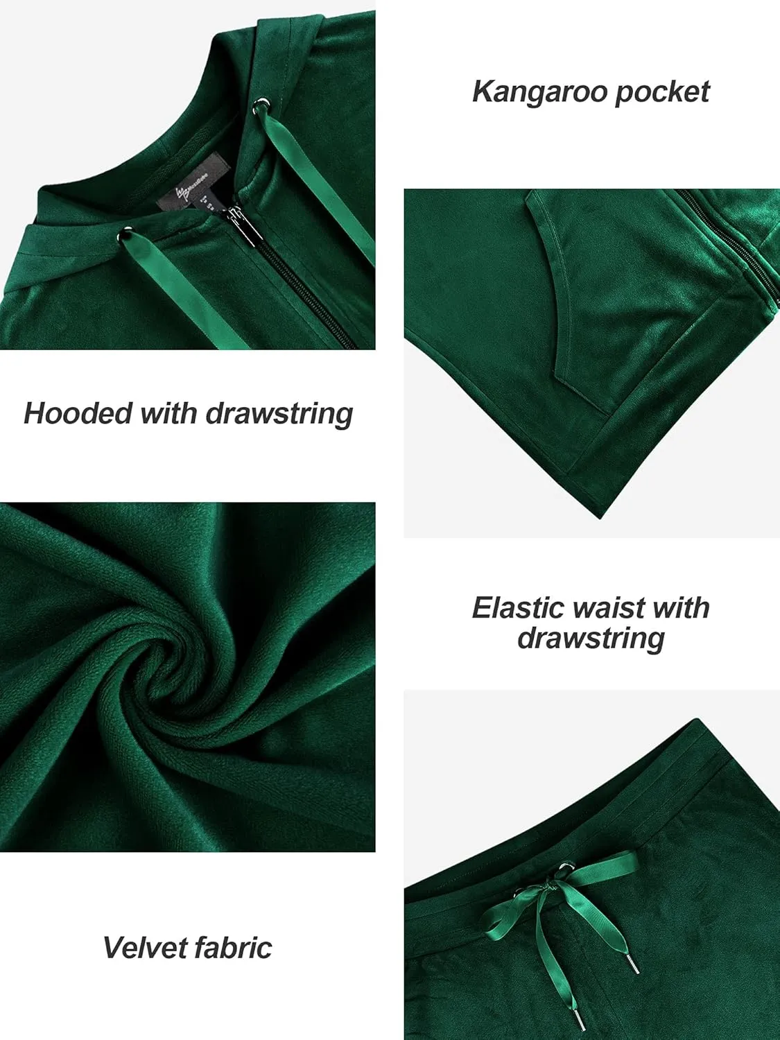MessBebe Womens Velour Tracksuits Set Long Sleeve Sweatsuits 2 Piece Sports Outfit Zip Hoodie Sweatpants Joggers Set