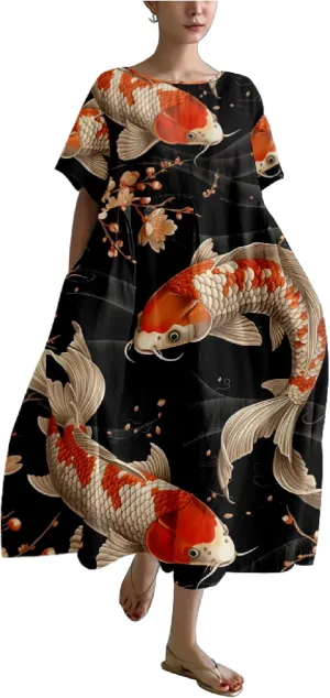 Midi Dresses for Women Casual Fashion T Shirt Dress Ruffle Hem Crew Neck Short Sleeve Summer Dresses Camping