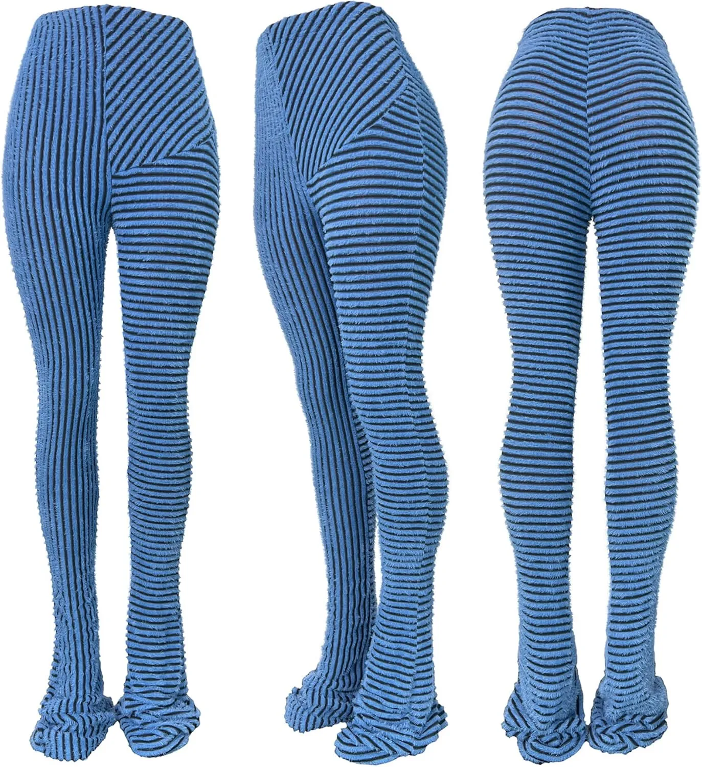 Molisry Women's Stacked Leggings Pants Trendy Fuzzy High Waist Slim Fit Fringe Flared Sweatpants Fall 2024