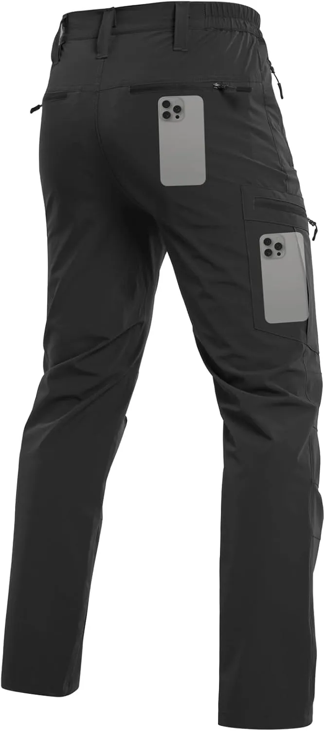 NAVEKULL Men's Lightweight Hiking Pants Quick Dry Stretch Fishing Tactical Work Pants with Zipper Pockets