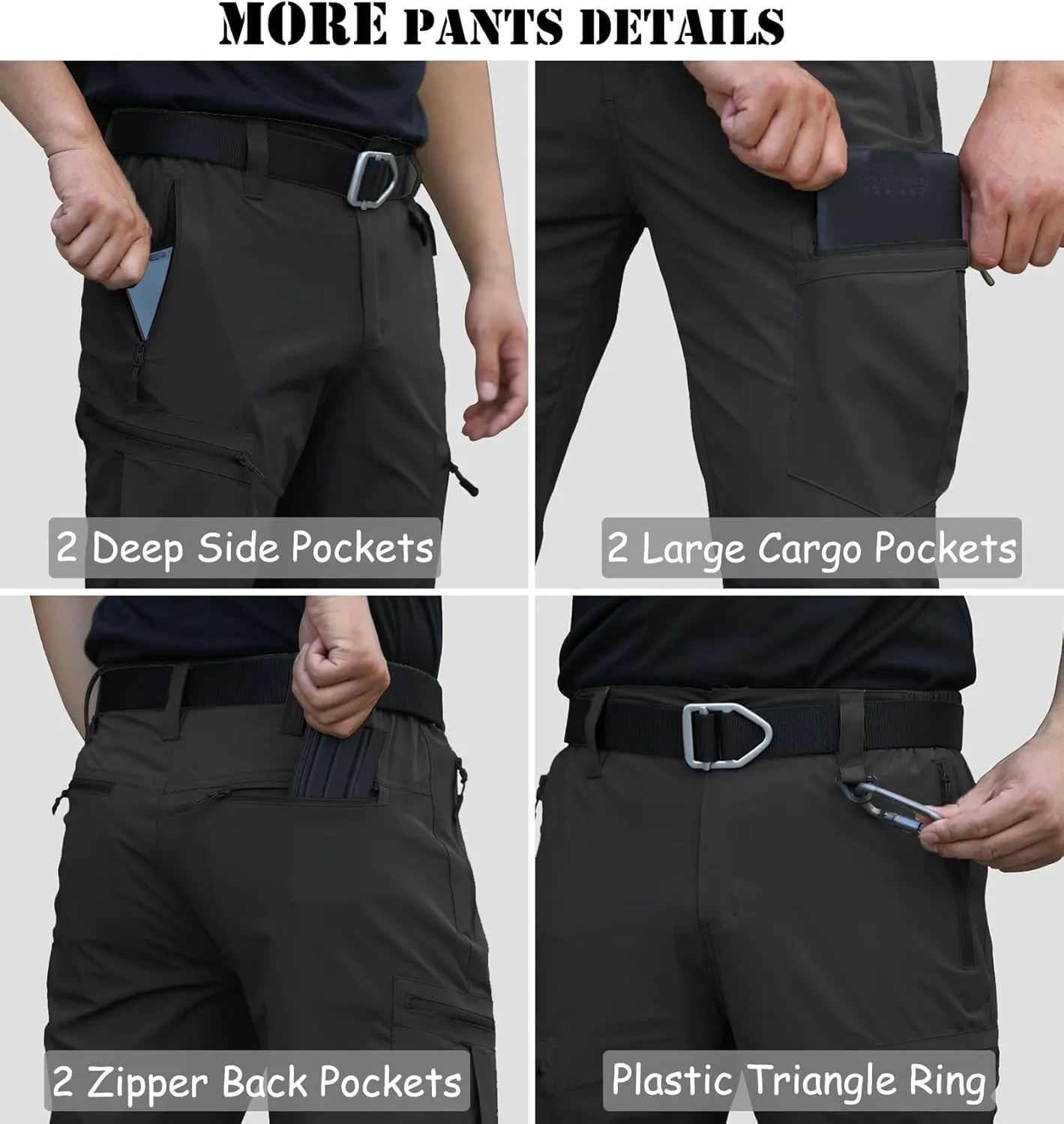 NAVEKULL Men's Lightweight Hiking Pants Quick Dry Stretch Fishing Tactical Work Pants with Zipper Pockets