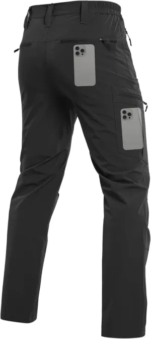 NAVEKULL Men's Lightweight Hiking Pants Quick Dry Stretch Fishing Tactical Work Pants with Zipper Pockets