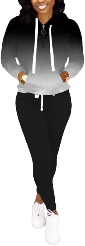 Nimsruc Two Piece Outfits For Women Jogging Suits Casual Sweatsuits Jogger Tracksuits Long Sleeve Hoodie Matching Sets