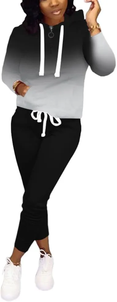 Nimsruc Two Piece Outfits For Women Jogging Suits Casual Sweatsuits Jogger Tracksuits Long Sleeve Hoodie Matching Sets