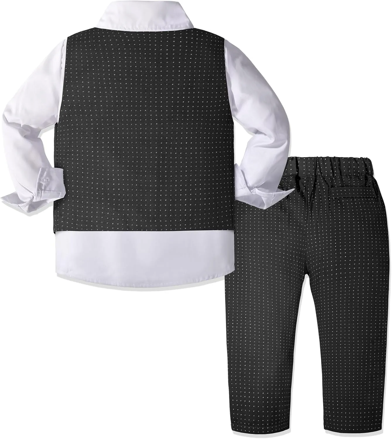Nwada Boys Suit Set Formal Dress Shirt with Bow Tie, Slim Vest and Pants Toddler Boy Clothes Suits