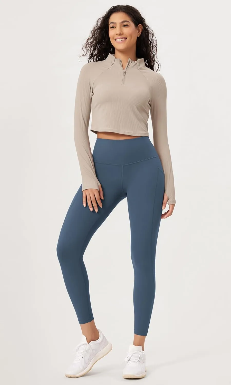 ODODOS 2-Pack 7/8 High Waist Workout Leggings with Pockets for Women, 25"/ 28" Tummy Control Athletic Yoga Pants