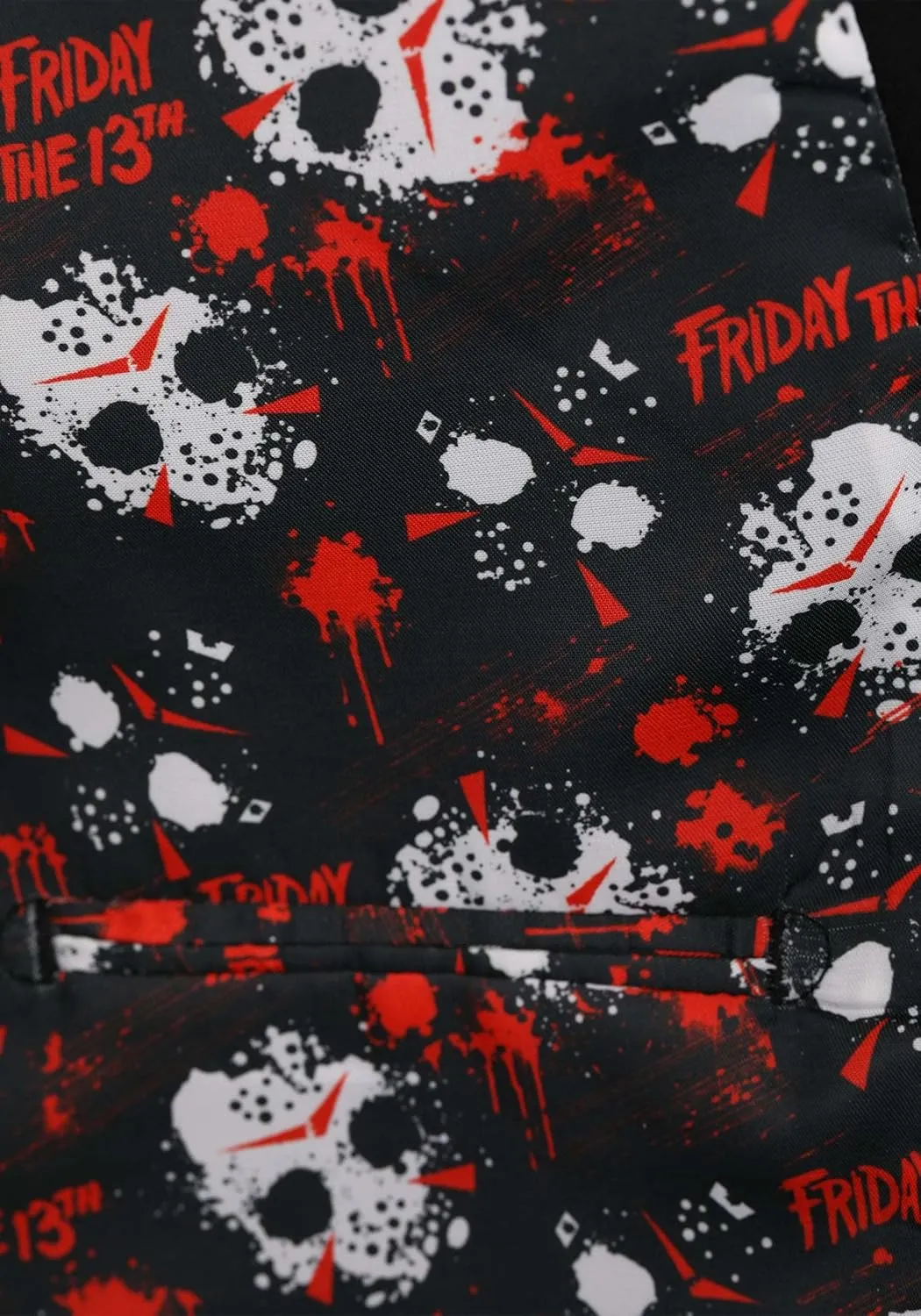 Officially Licensed Friday The 13th Men's Blazer, Jason Voorhees Pattern Open Front Casual Work Business Jacket