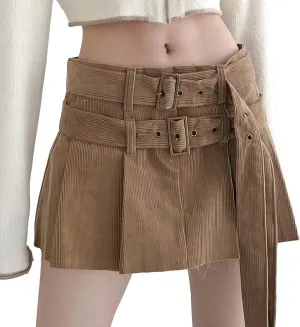 OFFSUM Womens Short Skirts - Women Mini Skirts Summer Clothes Sexy Solid Color Vintage Pleated A-Line Fashion Streetw