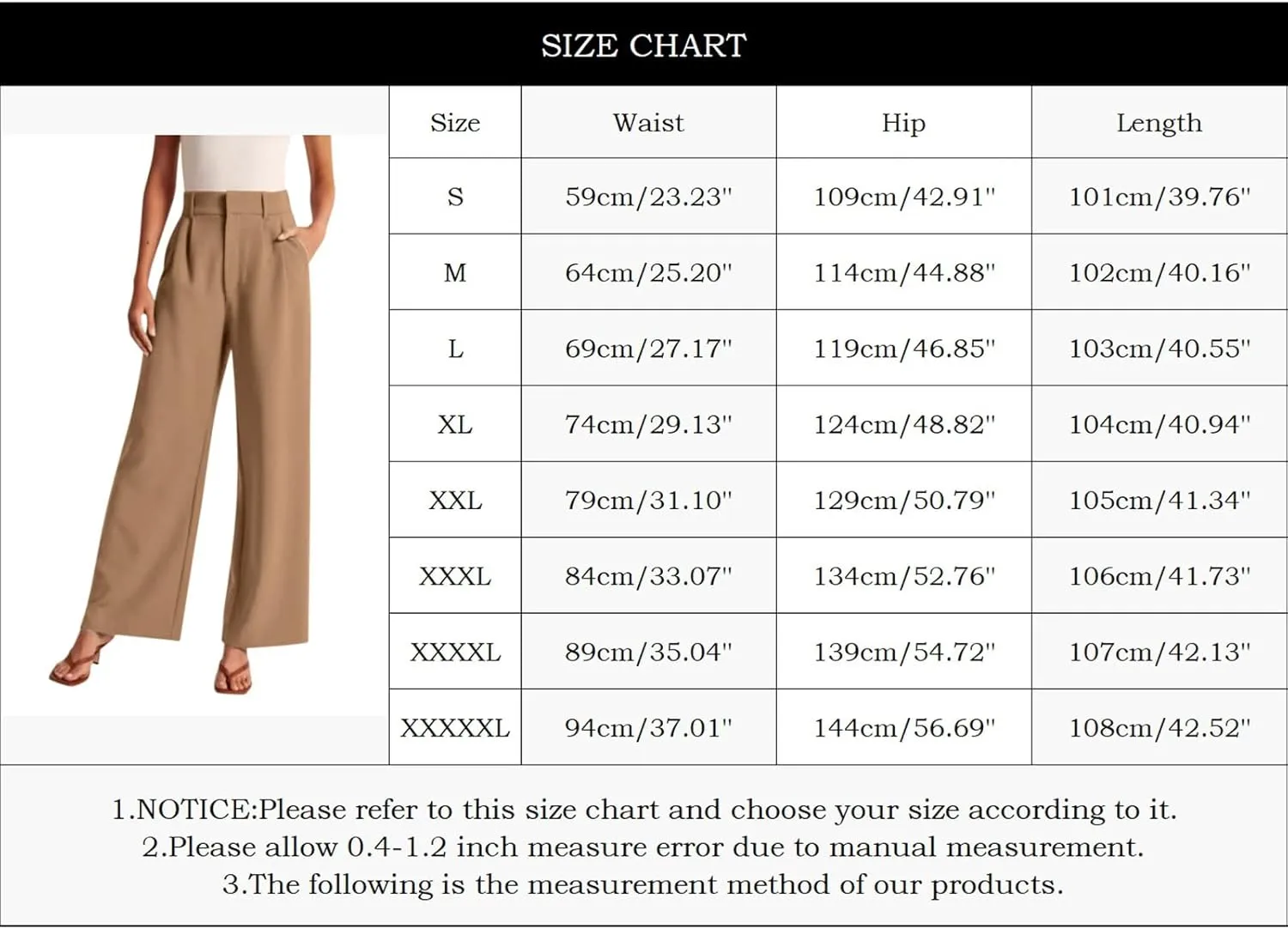 Pants for Women Casual Wide Leg High Waist Button Straight Trousers Loose Fit Business Fashion Work Pants with Pockets