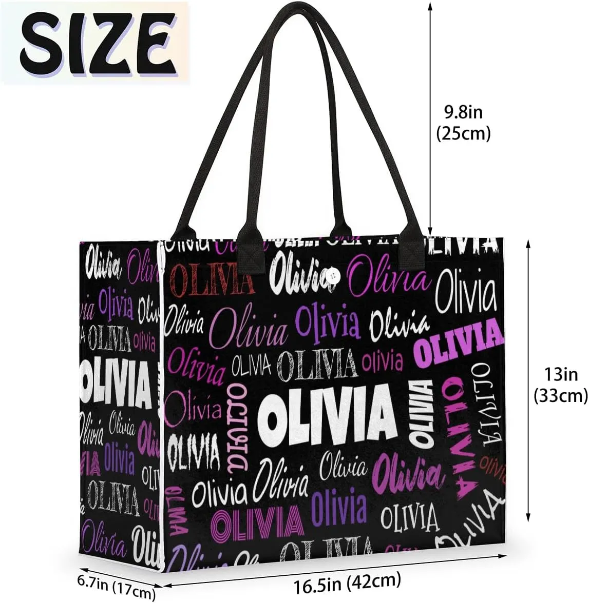 Personalized Women Tote Bag with Name, Customized Large Beach Shoulder Handbags Casual Bag for Travel Daily Work