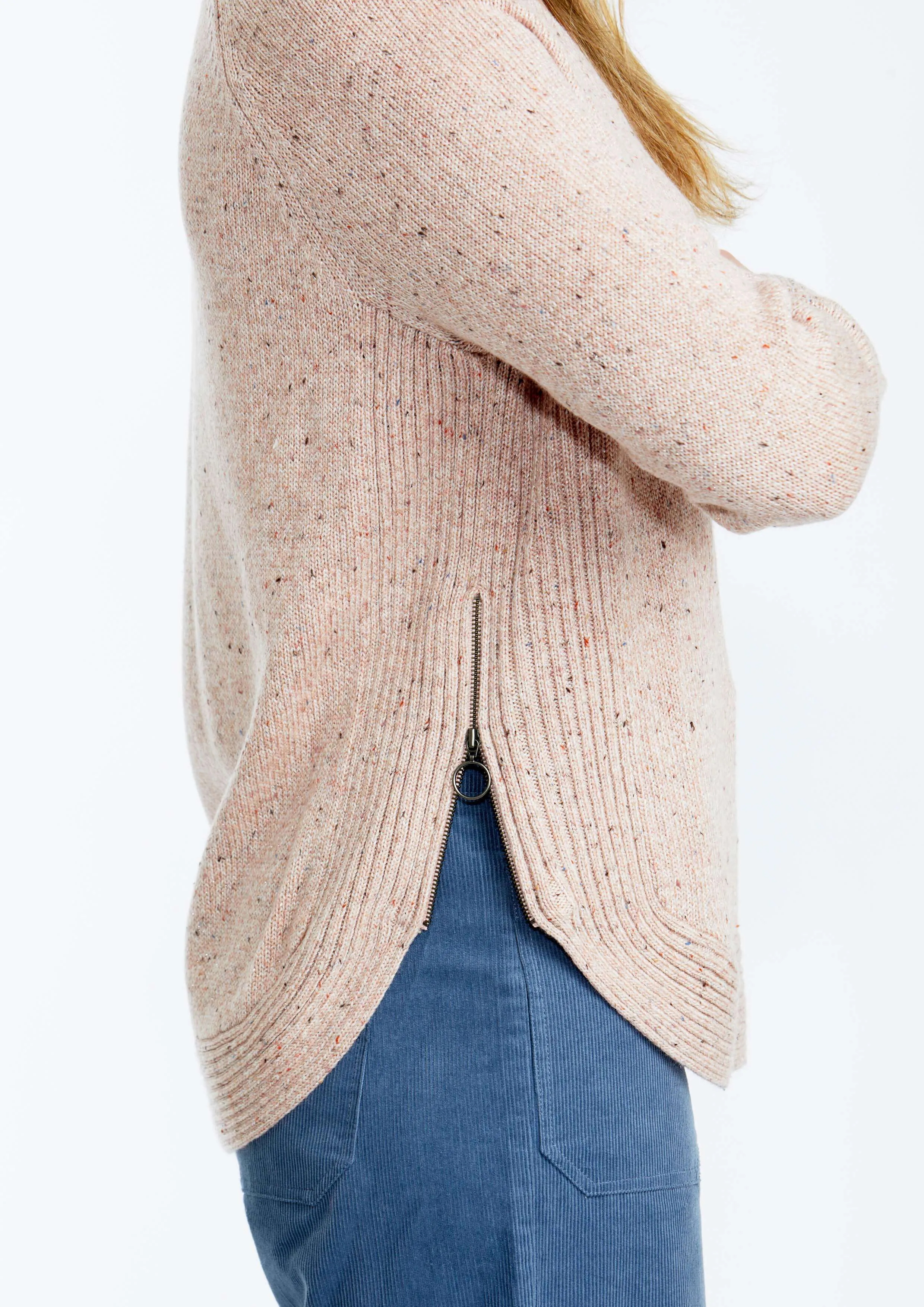 Ping Pong Zip Trim Pullover in Blush