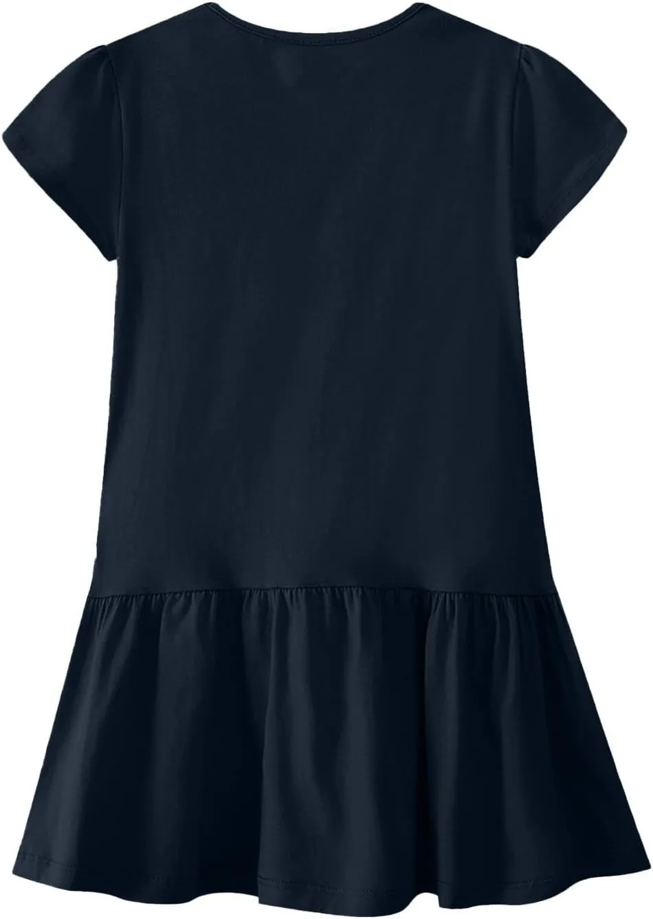 Pleated Dress for Women Summer Casual Ruffle Hem Petal Dresses Short Sleeve Loose Swing Tunic Mini Dress