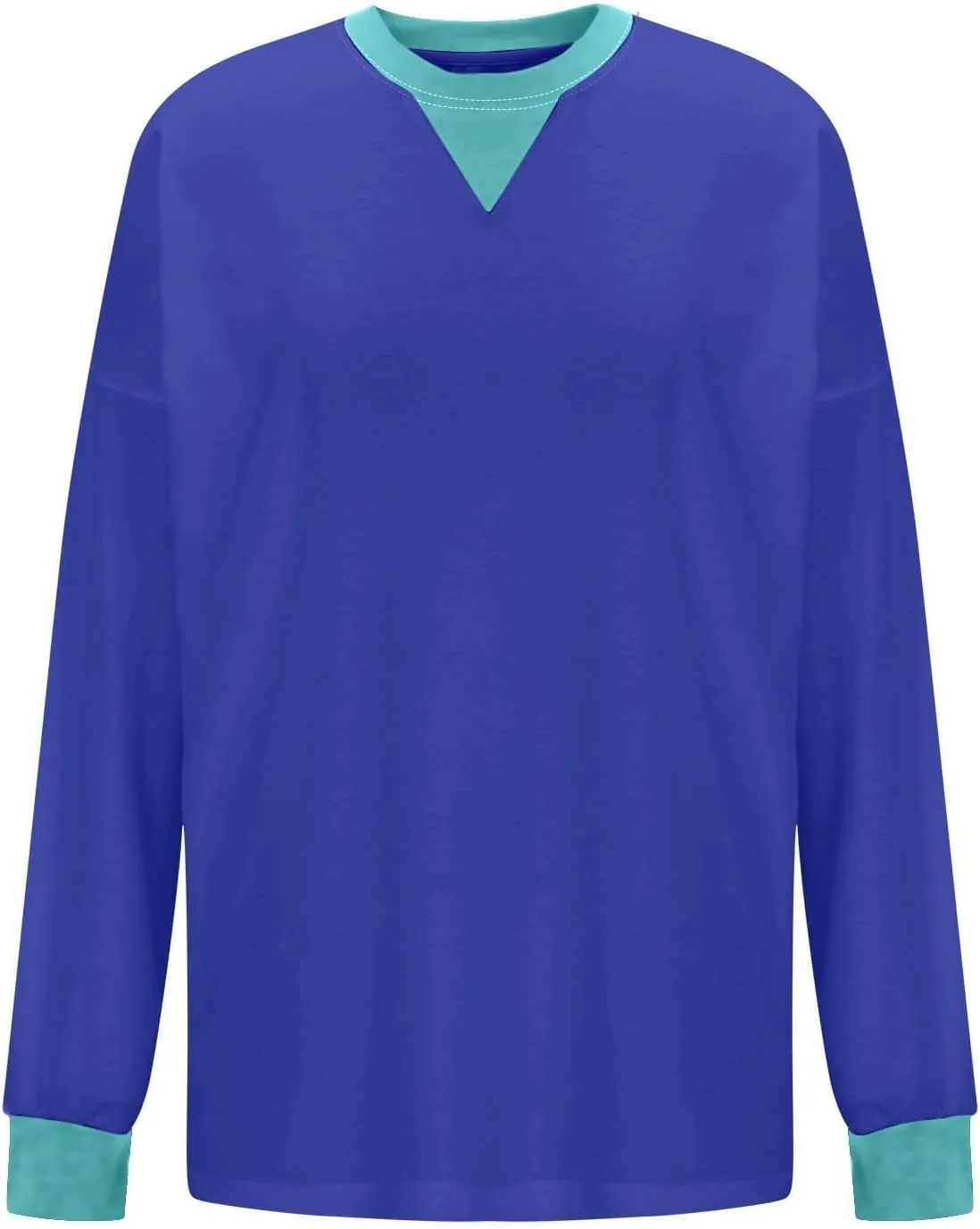Plus Size Tops for Women Casual Long Sleeve Hoodie Round Neck Color Block Sweatshirts Daily Trendy Pullover Top