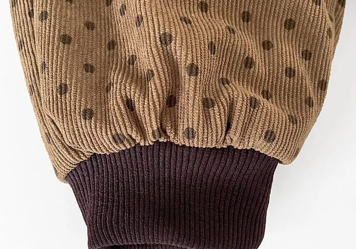 Polka Dot Fleece-Lined Corduroy Baby Bloomers