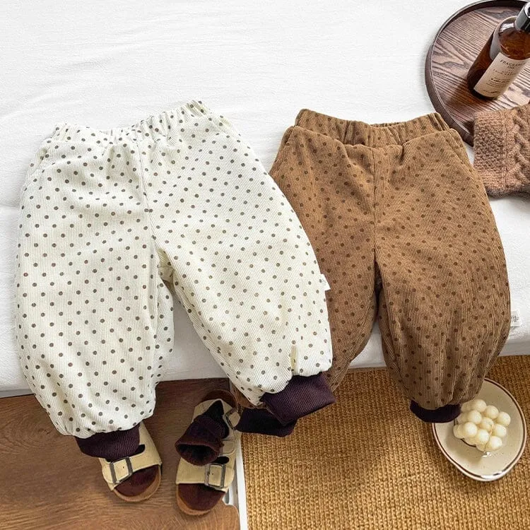 Polka Dot Fleece-Lined Corduroy Baby Bloomers