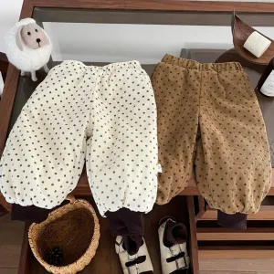 Polka Dot Fleece-Lined Corduroy Baby Bloomers