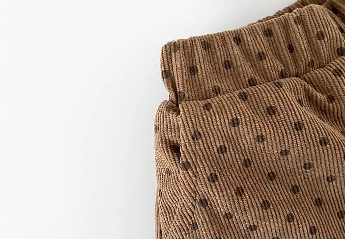 Polka Dot Fleece-Lined Corduroy Baby Bloomers