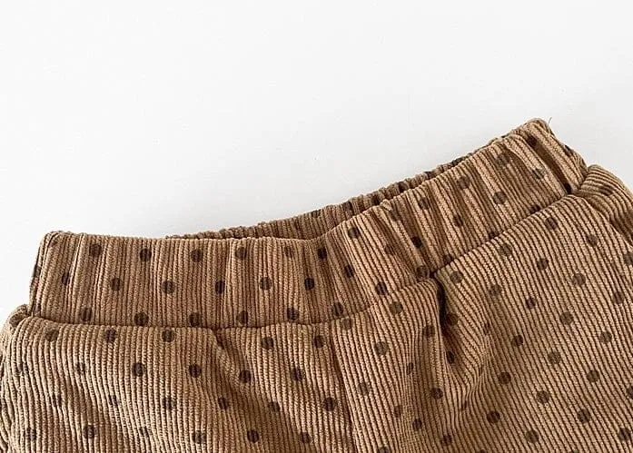 Polka Dot Fleece-Lined Corduroy Baby Bloomers