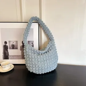 Quilted Pleated Underarm Bags Women Shoulder Bag Puff Tote Bag Bubble Hobo Bag Korean Girls Purse Clutch