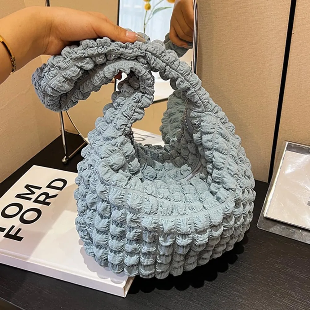 Quilted Pleated Underarm Bags Women Shoulder Bag Puff Tote Bag Bubble Hobo Bag Korean Girls Purse Clutch