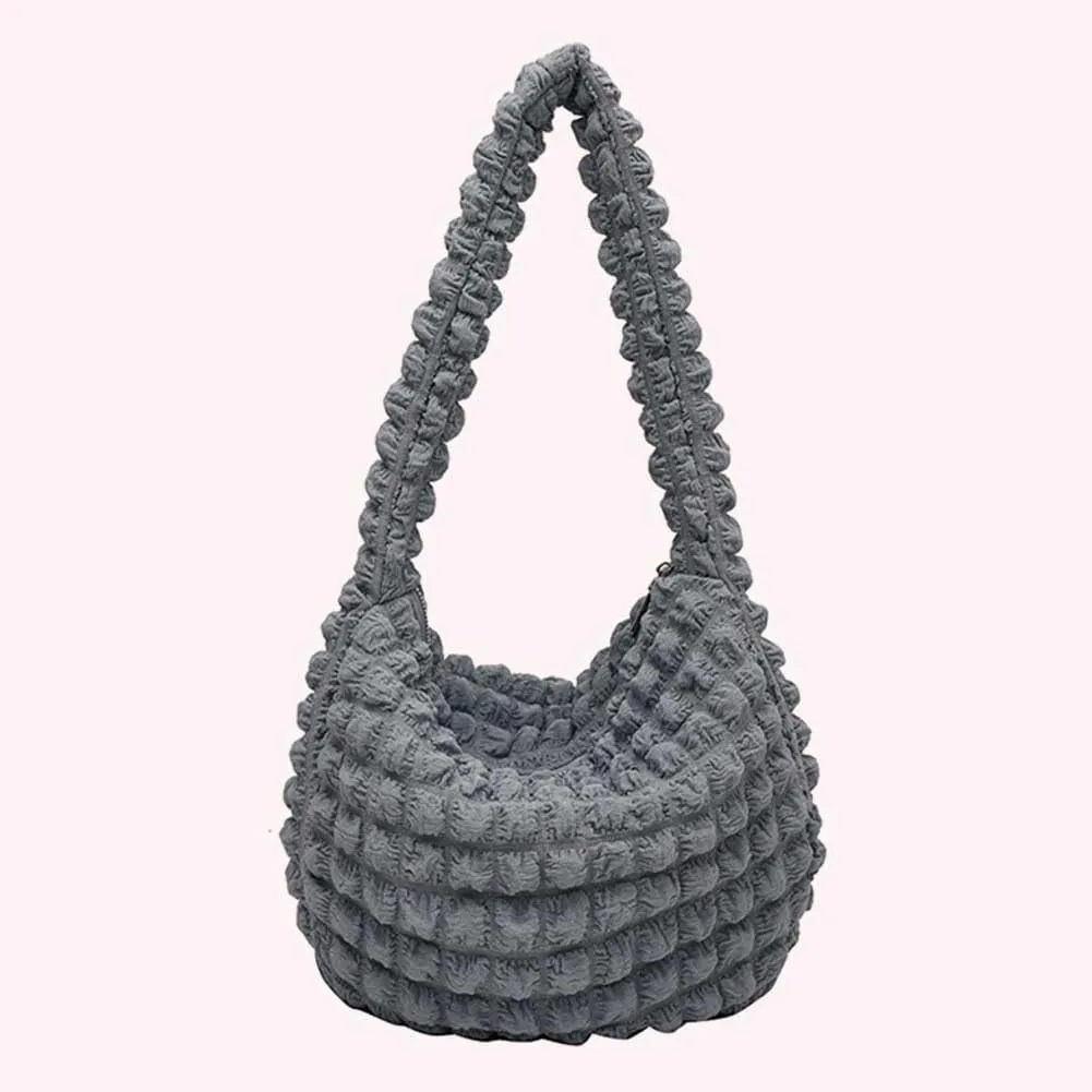 Quilted Pleated Underarm Bags Women Shoulder Bag Puff Tote Bag Bubble Hobo Bag Korean Girls Purse Clutch