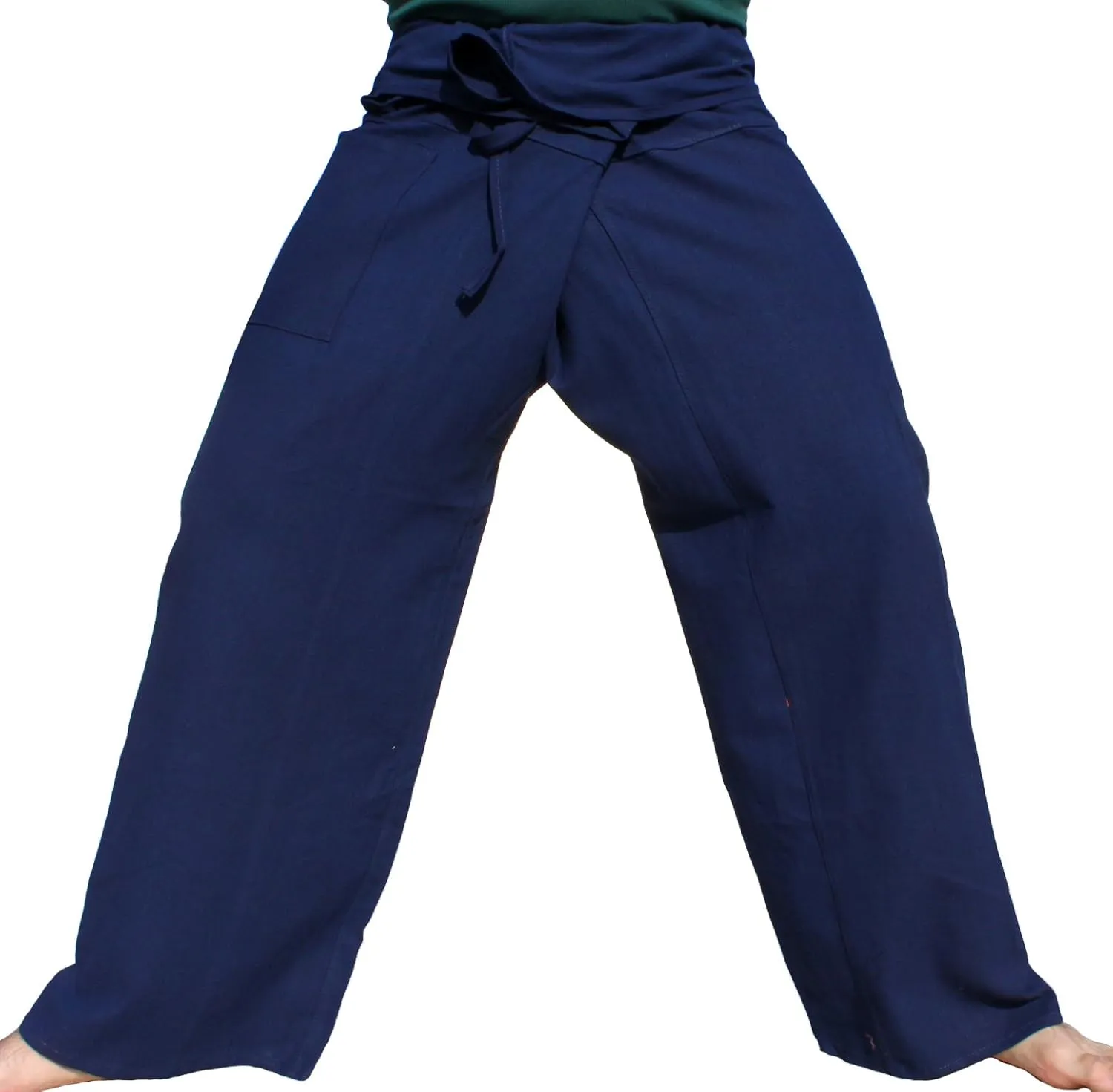 RaanPahMuang Plain Thick Muang Cotton Fisherman Wrap Tall Pants Plus