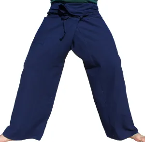 RaanPahMuang Plain Thick Muang Cotton Fisherman Wrap Tall Pants Plus