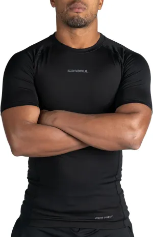 Sanabul Model Zero Rash Guard Short Sleeve Compression Shirts for Men | MMA BJJ T Shirt | Workout Cross Training Rash Guard