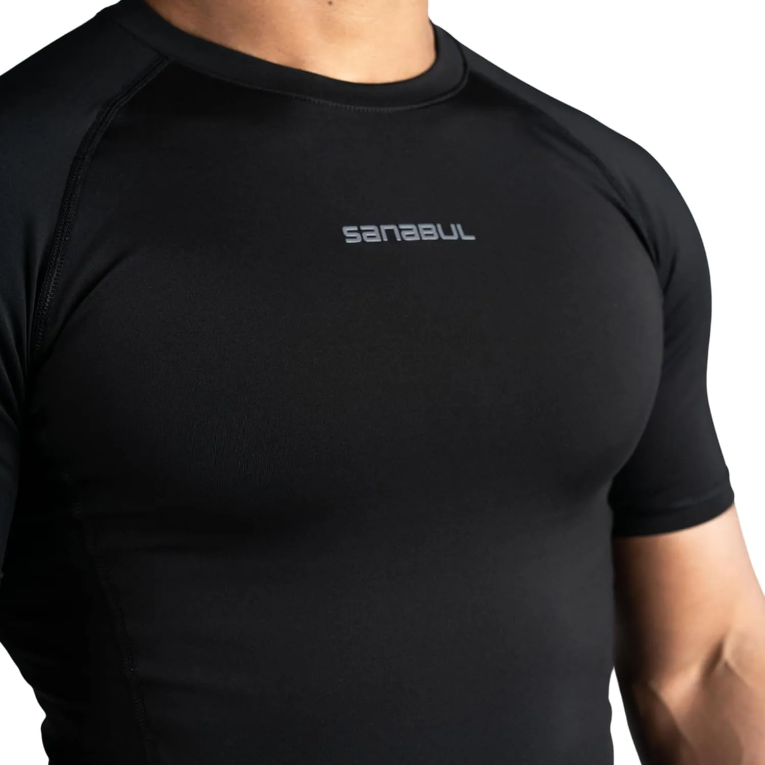Sanabul Model Zero Rash Guard Short Sleeve Compression Shirts for Men | MMA BJJ T Shirt | Workout Cross Training Rash Guard
