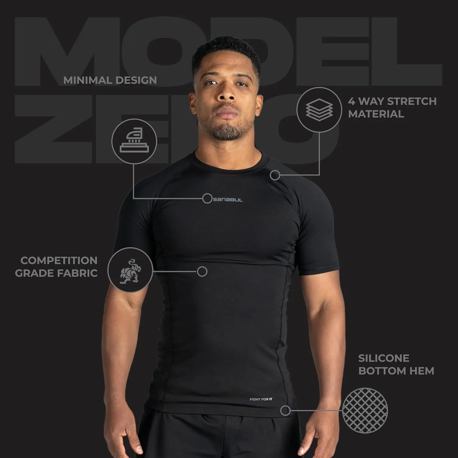 Sanabul Model Zero Rash Guard Short Sleeve Compression Shirts for Men | MMA BJJ T Shirt | Workout Cross Training Rash Guard