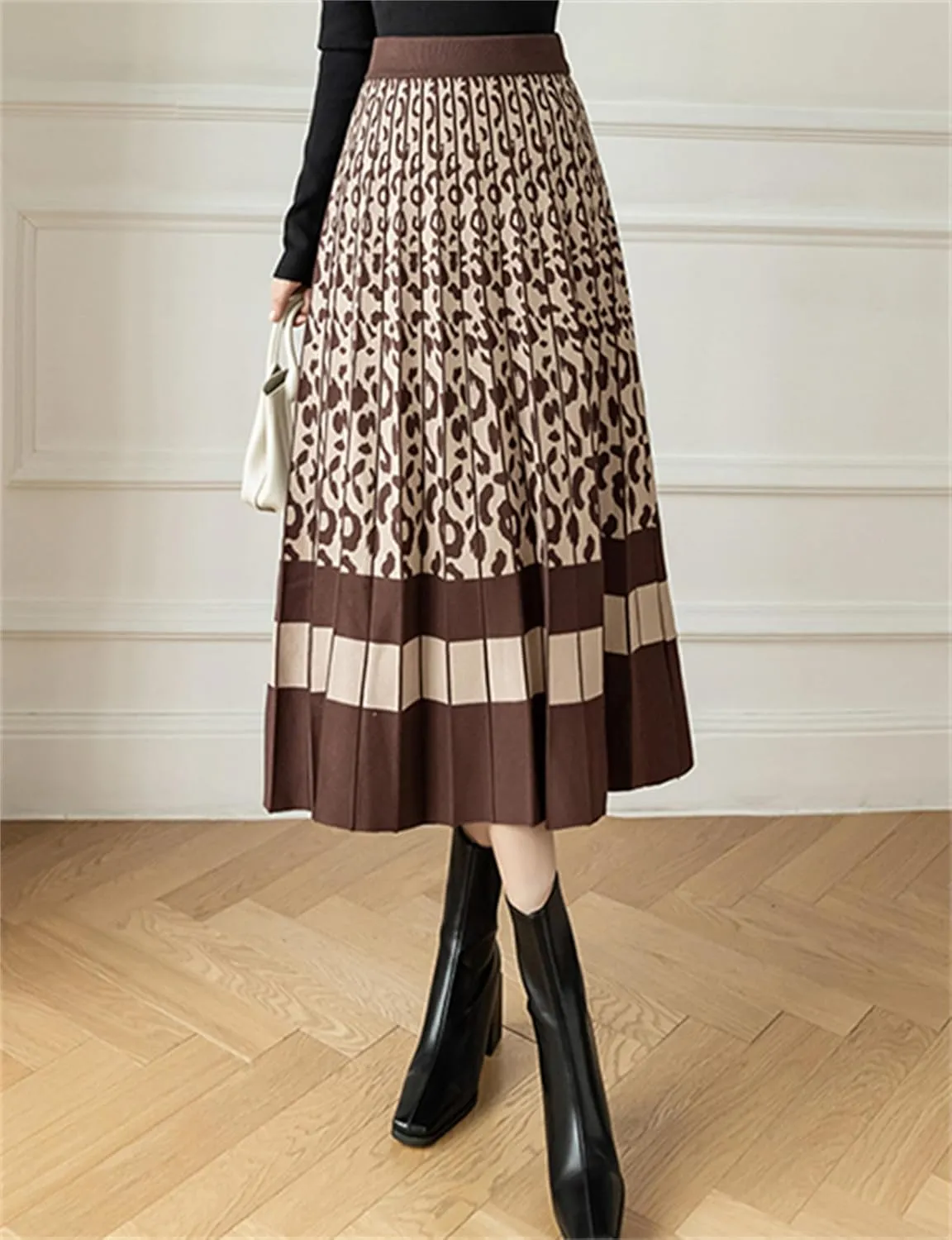 SANGTREE Women's Pleated Knit Maxi Skirt