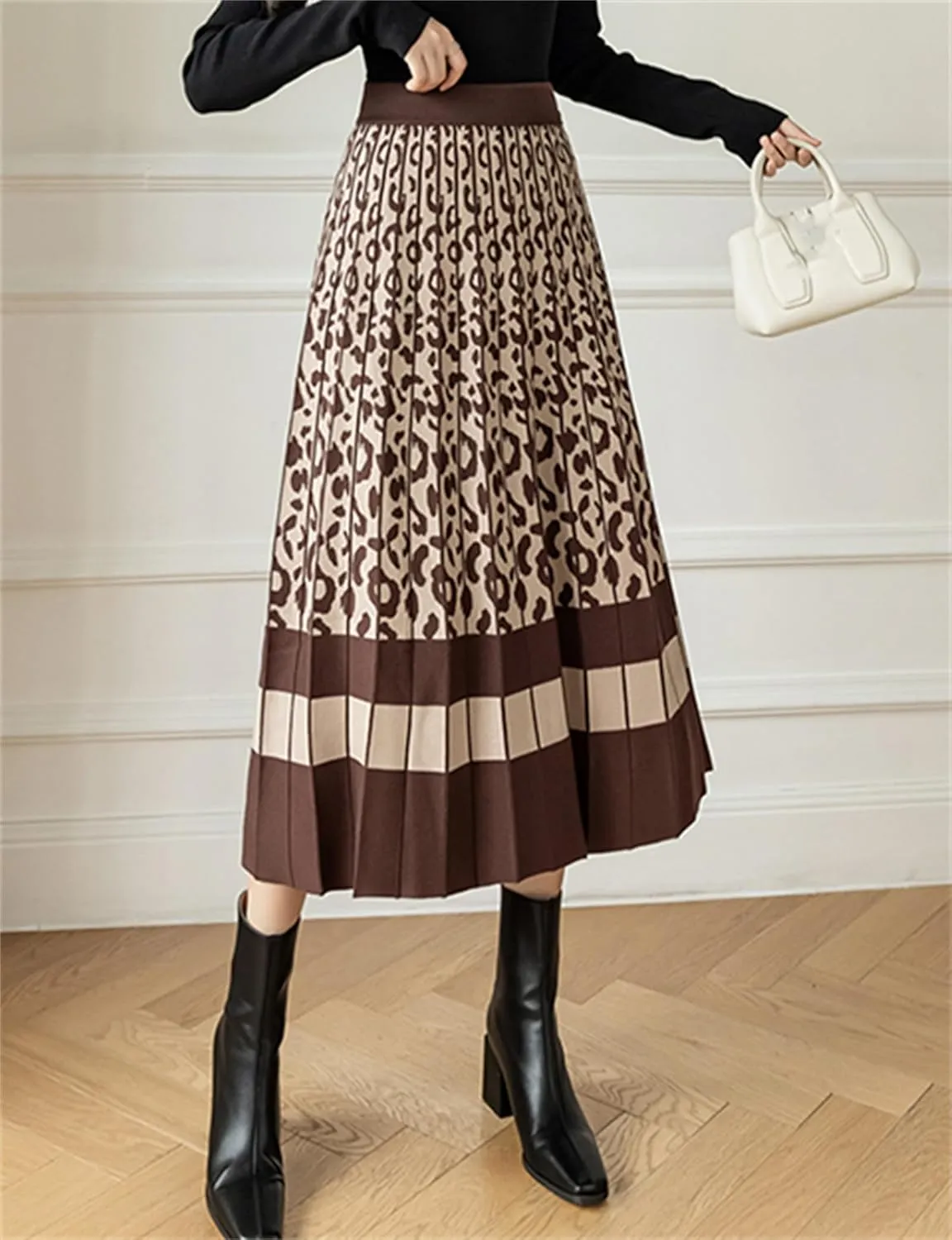 SANGTREE Women's Pleated Knit Maxi Skirt