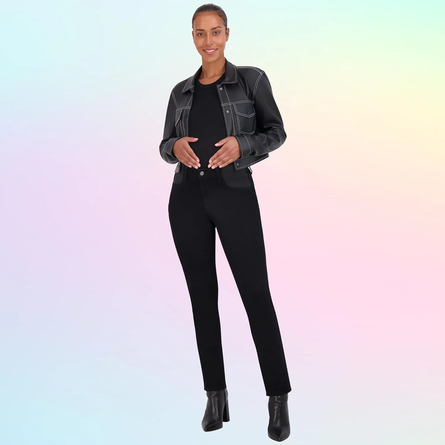 Savi Parker Maternity Jeans for Women, Straight Leg Elastic Under Belly High Waist Pant, Pregnancy Clothes for All Seasons