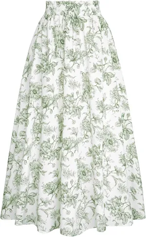 Scarlet Darkness Renaissance Maxi Skirts for Women Summer Floral Long Skirt with Pockets
