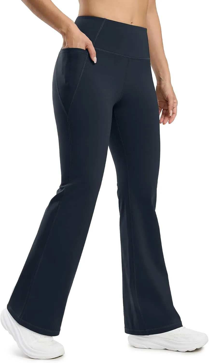 Seamaid Fleece Lined Pants Women 30" Water Resistant Flare Leggings Winter Bell Bottom Yoga Pants with Pockets Hiking