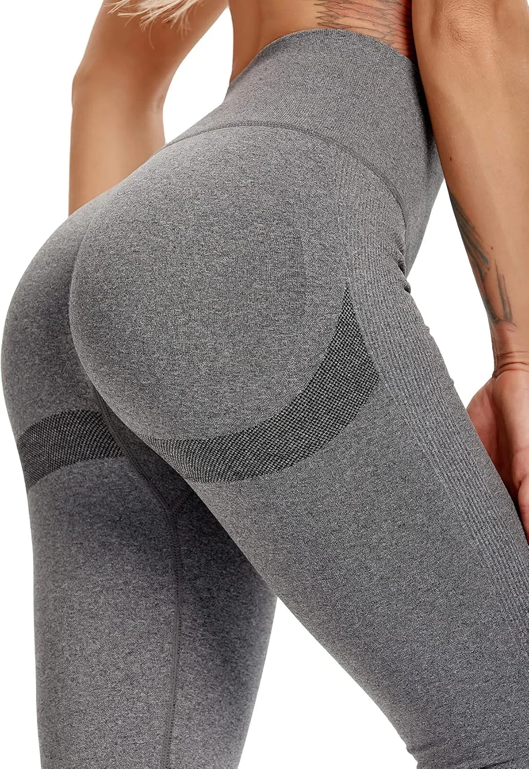 SEASUM Women High Waisted Seamless Leggings Smile Contour Workout Gym Yoga Pants Tights