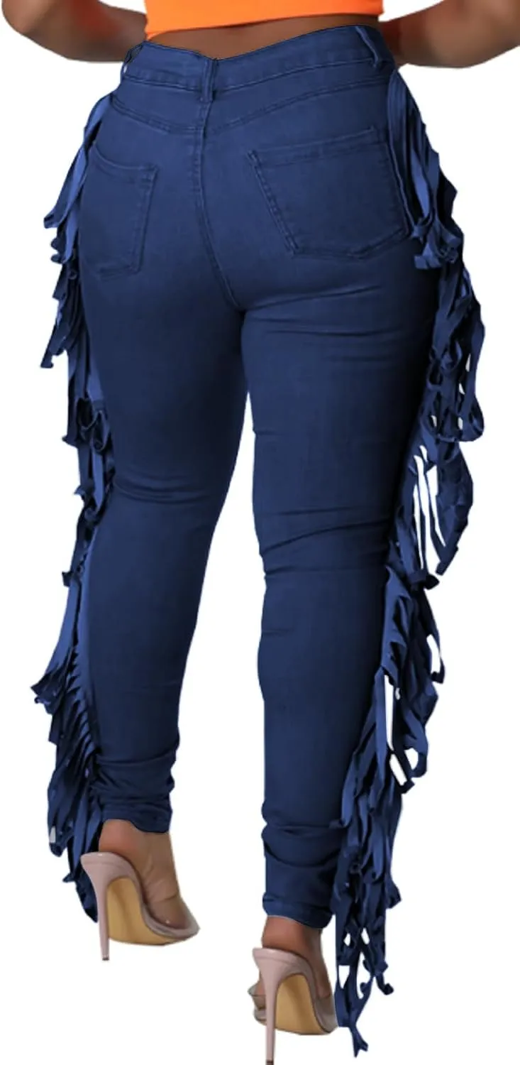 SeNight Women's High Waisted Ripped Jeans Cut Out Destroyed Distressed Denim Pants
