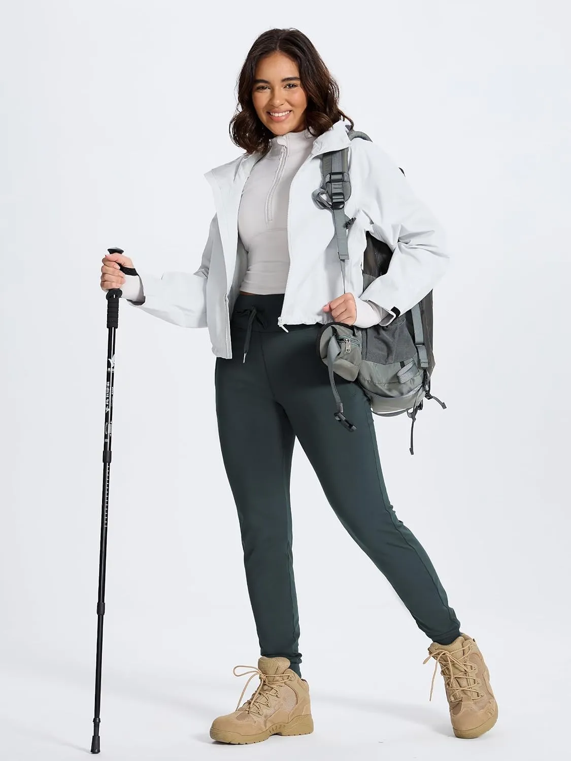 SEVEGO Women 30"/32"/34"/36" Tall Inseam Fleece Lined Joggers Water Resistant Hiking Pants with Zipper Pockets