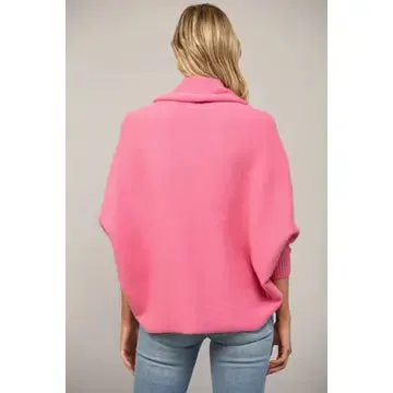 Shawl Collar Open Cardigan - Rogue Pink