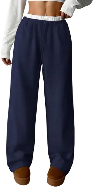 SOLY HUX Girl's Drawstring Waist Baggy Sweatpants Wide Leg Casual Loose Long Pants