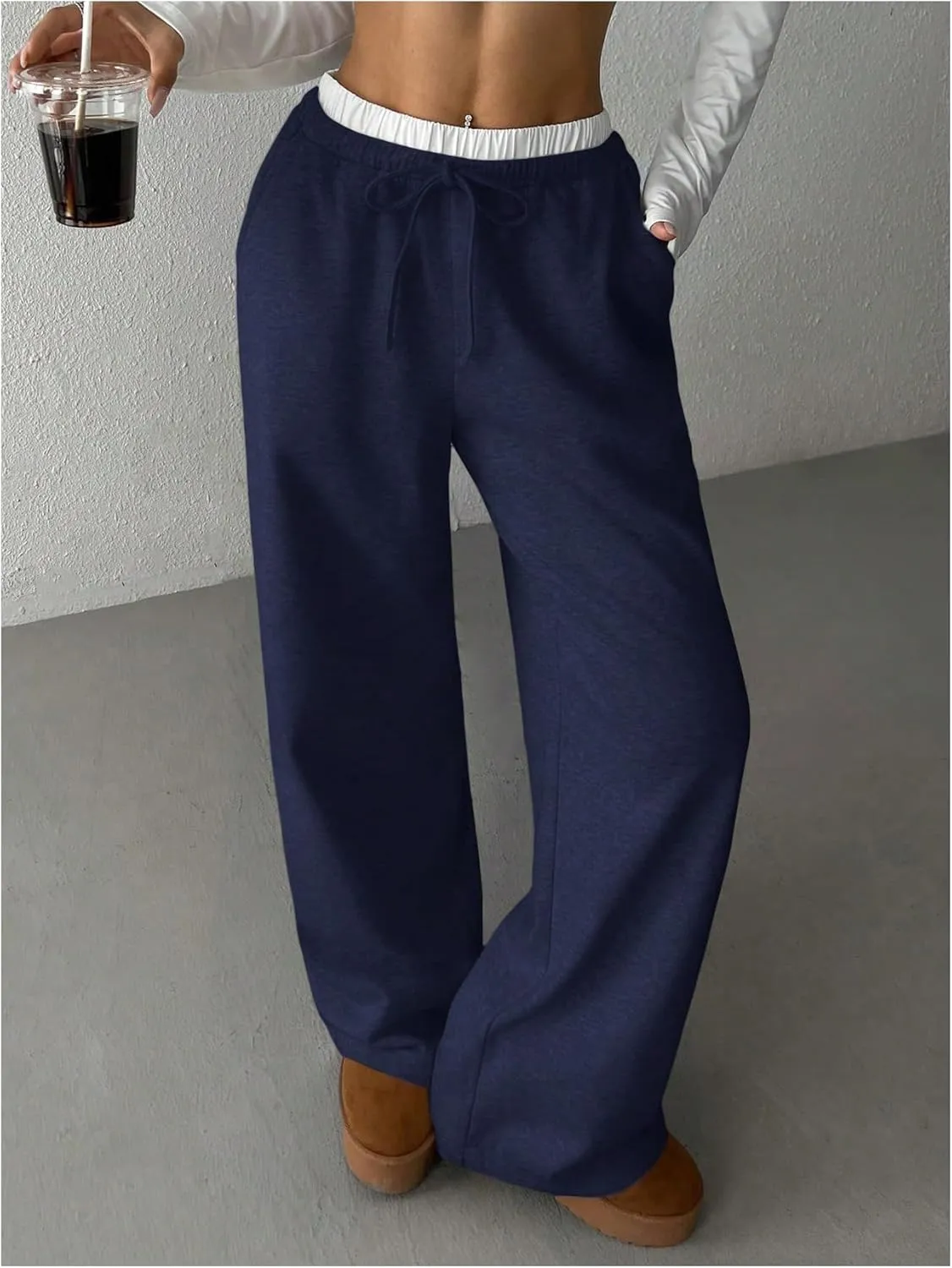 SOLY HUX Girl's Drawstring Waist Baggy Sweatpants Wide Leg Casual Loose Long Pants