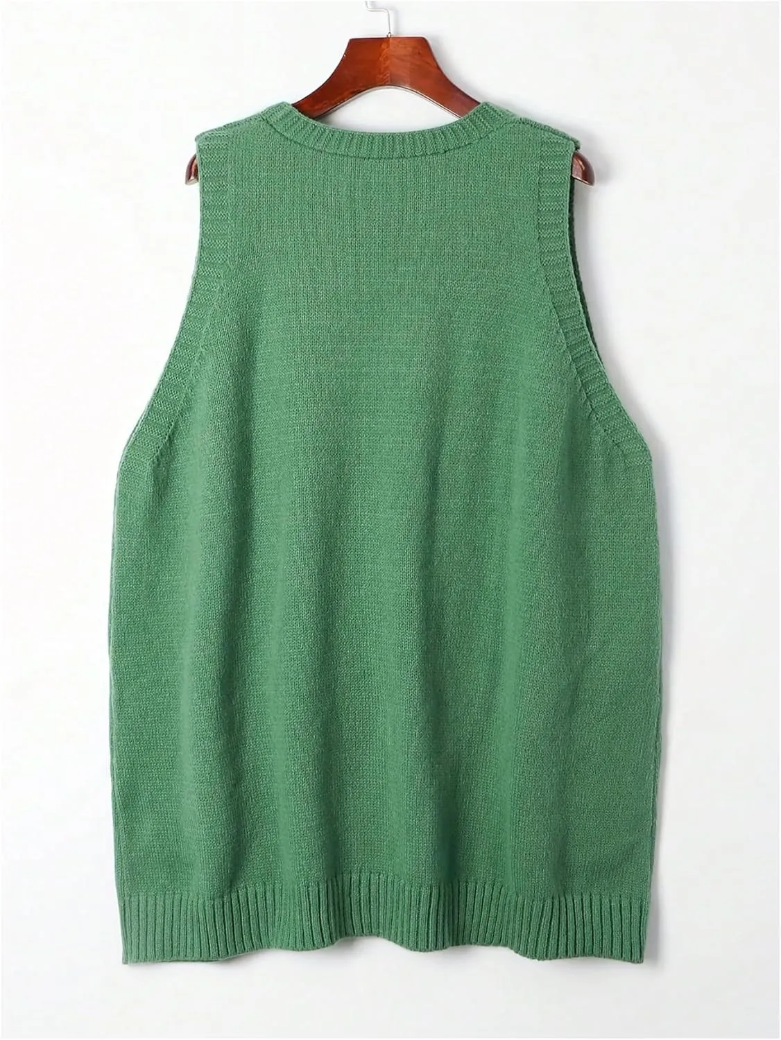SOLY HUX Women's Plus Size Sweater Vest V Neck Sleeveless Loose Fit Knit Pullover Tank Tops with Pockets