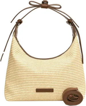 Straw Hobo Bag for Women Bow-knot Woven Beach Bag Summer Vacation Shoulder Crossbody Bag 2025