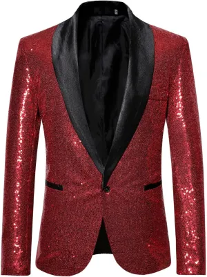 Suit for Men Tuxedo Coat Fashion Sequin Shawl Lapel Blazer Coat Show Dress Coat Dinner Party Wedding Swallowtail